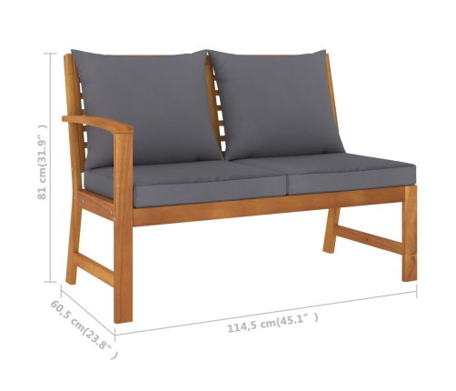 Juego de muebles jardín 6 pzas con cojines madera maciza acacia