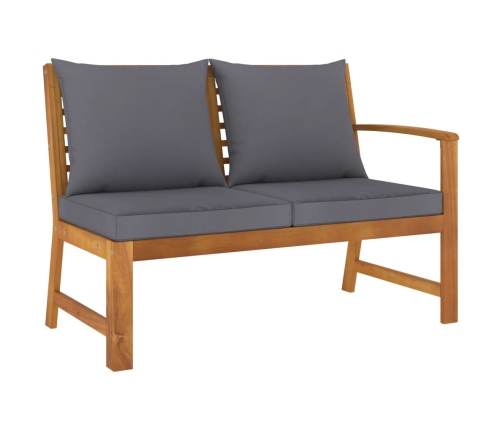 Juego de muebles jardín 6 pzas con cojines madera maciza acacia