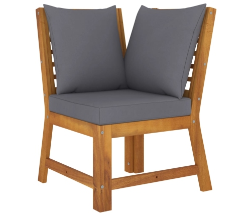 Juego de muebles jardín 6 pzas con cojines madera maciza acacia