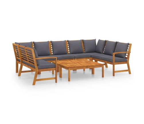 Muebles de jardín 9 pzas cojines crema madera maciza de acacia