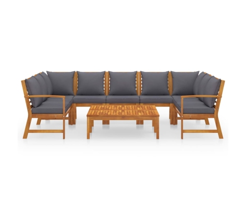 Muebles de jardín 9 pzas cojines crema madera maciza de acacia