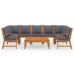 Muebles de jardín 9 pzas cojines crema madera maciza de acacia