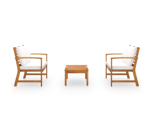 Muebles de jardín 3 pzas cojines madera maciza de acacia