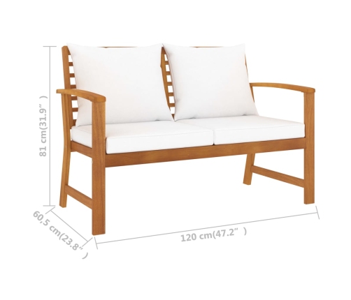 Muebles de jardín 3 pzas cojines madera maciza de acacia