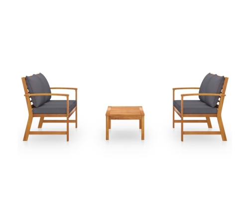 Muebles de jardín 3 pzas cojines madera maciza de acacia