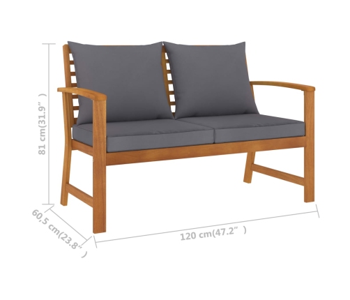 Muebles de jardín 3 pzas cojines madera maciza de acacia