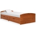 Estructura de cama 2 cajones sin colchón marrón miel 90x200 cm