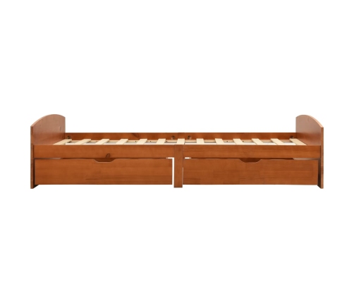 Estructura de cama 2 cajones sin colchón marrón miel 90x200 cm