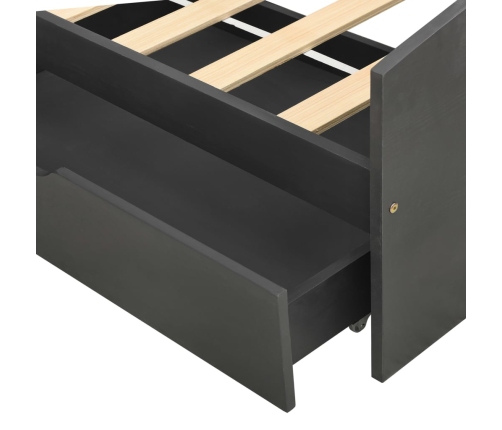 322158 vidaXL Bed Frame with 2 Drawers Grey Solid Pine Wood 90x200 cm