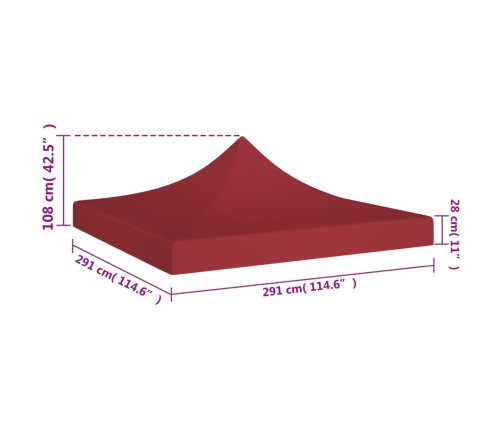 Techo de carpa para celebraciones burdeos 3x3 m 270 g/m²