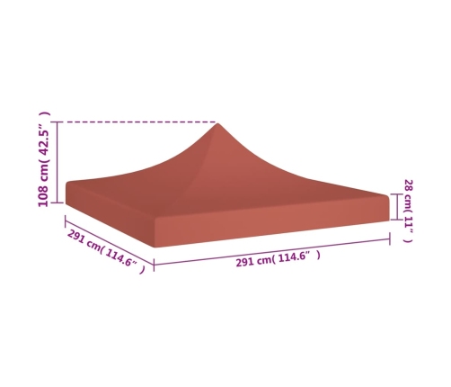 Techo de carpa para celebraciones terracota 3x3 m 270 g/m²