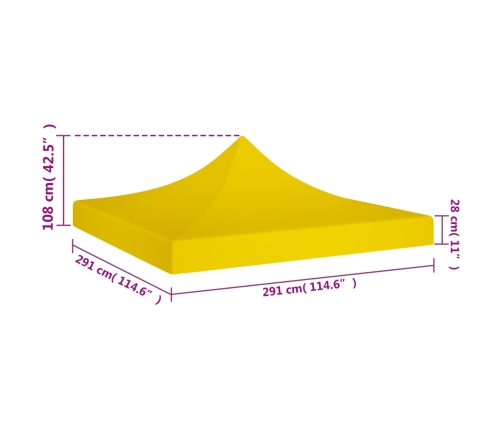 Techo de carpa para celebraciones amarillo 3x3 m 270 g/m²