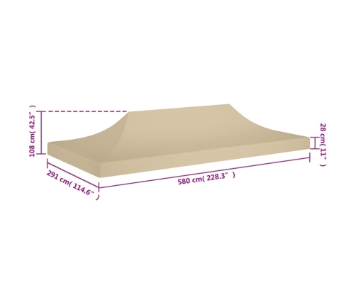 Techo de carpa para celebraciones beige 6x3 m 270 g/m²