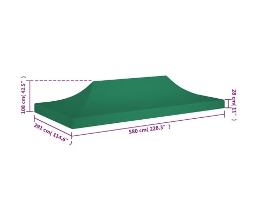 Techo de carpa para celebraciones verde 6x3 m 270 g/m²