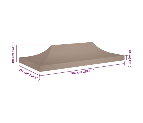 Techo de carpa para celebraciones gris taupe 6x3 m 270 g/m²