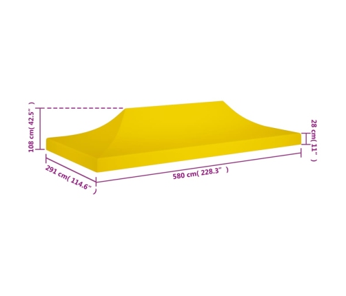 Techo de carpa para celebraciones amarillo 6x3 m 270 g/m²