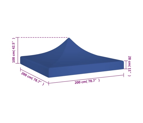 Techo de carpa para celebraciones azul 2x2 m 270 g/m²