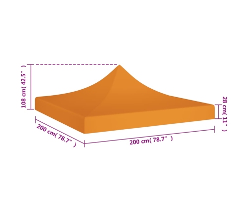 Techo de carpa para celebraciones naranja 2x2 m 270 g/m²