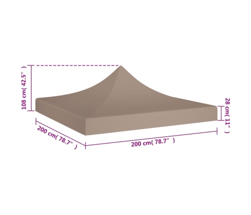 Techo de carpa para celebraciones gris taupé 2x2 m 270 g/m²