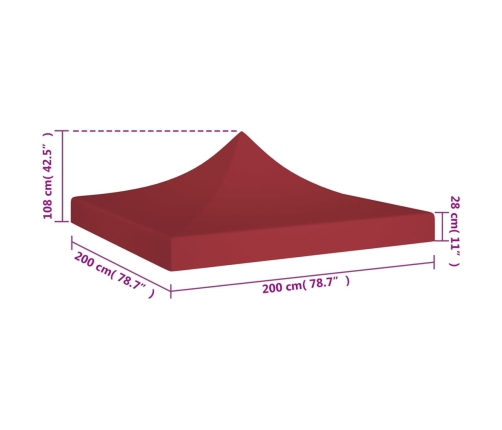 Techo de carpa para celebraciones burdeos 2x2 m 270 g/m²