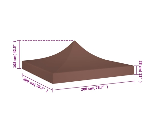 Techo de carpa para celebraciones marrón 2x2 m 270 g/m²