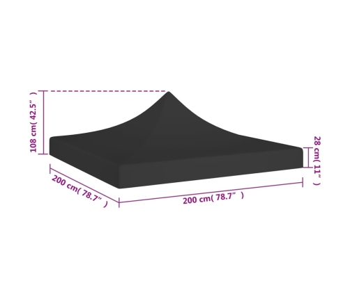 Techo de carpa para celebraciones negro 2x2 m 270 g/m²