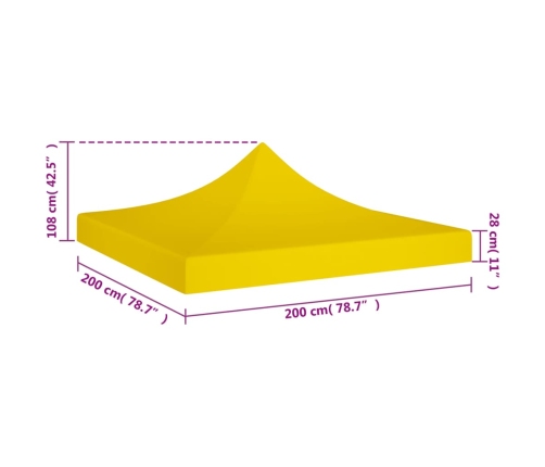 Techo de carpa para celebraciones amarillo 2x2 m 270 g/m²