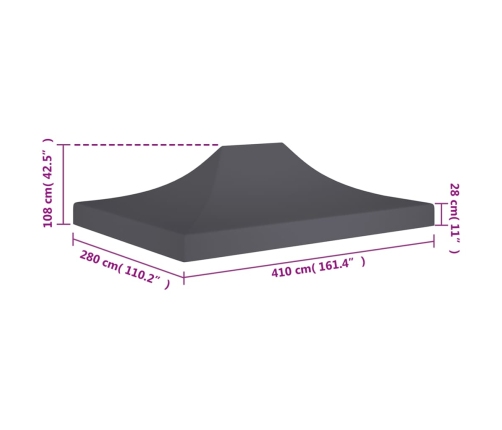 Techo de carpa para celebraciones gris antracita 4x3 m 270 g/m²