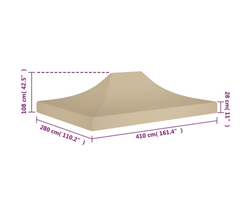 Techo de carpa para celebraciones beige 4x3 m 270 g/m²