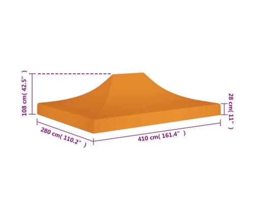 Techo de carpa para celebraciones naranja 4x3 m 270 g/m²