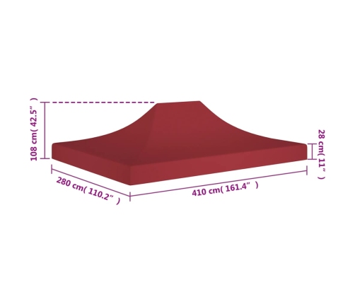 Techo de carpa para celebraciones burdeos 4x3 m 270 g/m²