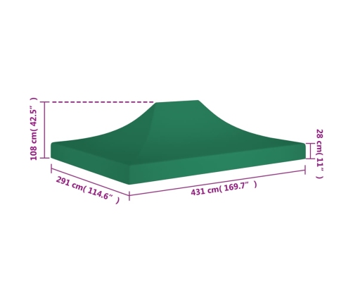 Techo de carpa para celebraciones verde 4,5x3 m 270 g/m²