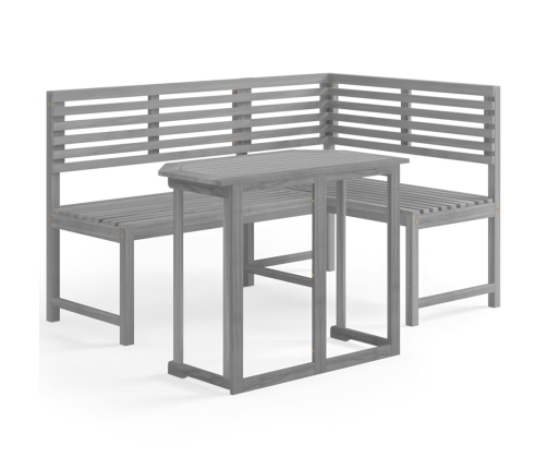 Muebles de bistró para jardín 2 pzas madera maciza acacia gris