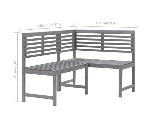 Muebles de bistró para jardín 2 pzas madera maciza acacia gris
