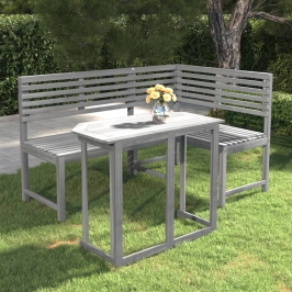 Muebles de bistró para jardín 2 pzas madera maciza acacia gris