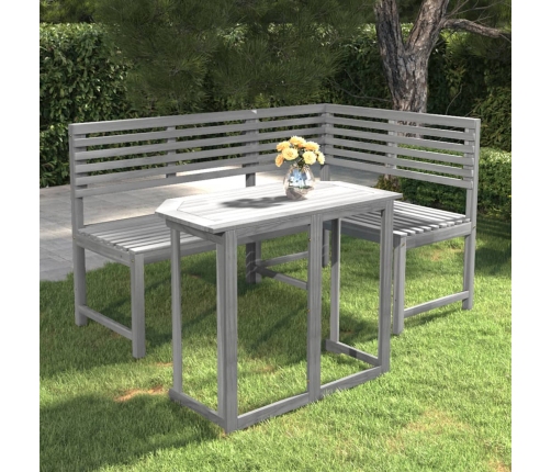 Muebles de bistró para jardín 2 pzas madera maciza acacia gris