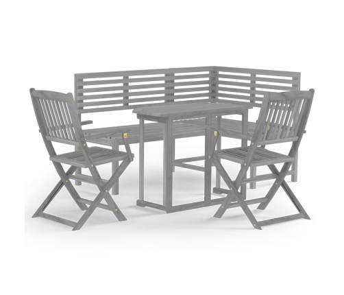 Muebles de bistró de jardín 4 piezas madera maciza acacia gris