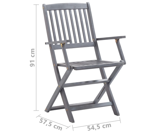 Muebles de bistró de jardín 4 piezas madera maciza acacia gris