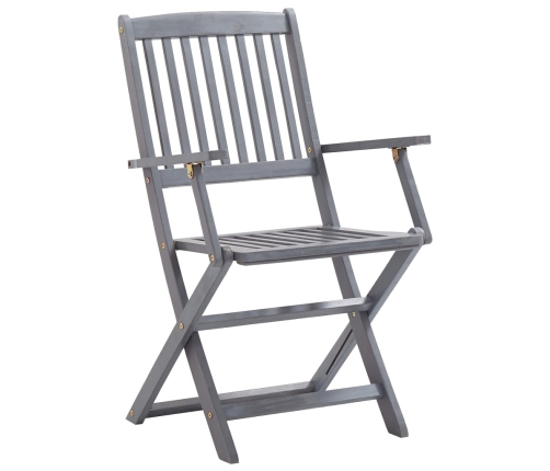 Muebles de bistró de jardín 4 piezas madera maciza acacia gris