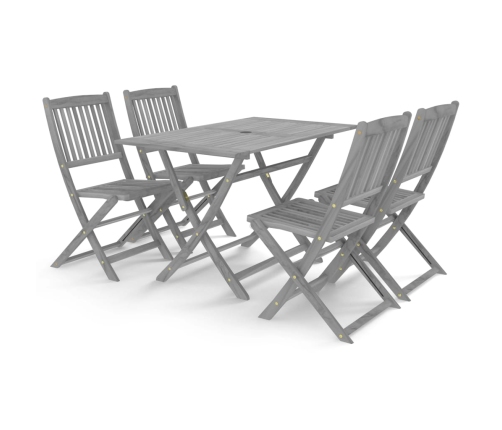 Juego de comedor de jardín 5 pzas madera maciza de acacia gris