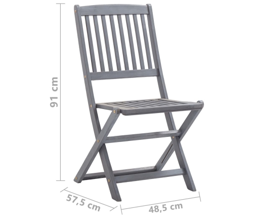 Juego de comedor de jardín 5 pzas madera maciza de acacia gris