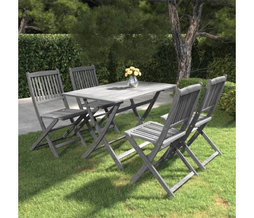 Juego de comedor de jardín 5 pzas madera maciza de acacia gris