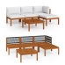Muebles de jardín 5 pzas cojines crema madera maciza de acacia