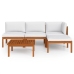 Muebles de jardín 5 pzas cojines crema madera maciza de acacia
