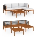 Muebles de jardín 5 pzas cojines crema madera maciza de acacia