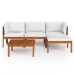 Muebles de jardín 5 pzas cojines crema madera maciza de acacia