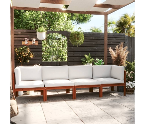 Sofá de jardín de 4 plazas con cojín madera maciza de acacia