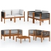 Muebles de jardín 5 pzas cojines crema madera maciza de acacia