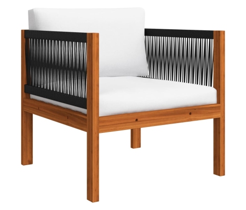 Muebles de jardín 5 pzas cojines crema madera maciza de acacia