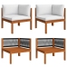 Muebles de jardín 5 pzas cojines crema madera maciza de acacia